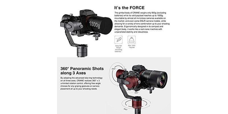 Zhiyun Crane V2 3 Axis Brushless Handheld Gimbal Stabilizer 2