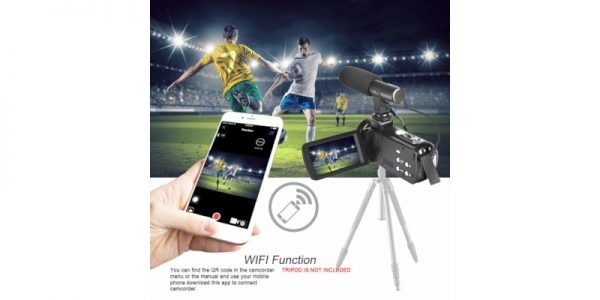 Camcorder Digital Video Camera, Wi-Fi Vlog Camera Camcorder with Microphone by LINNSE1