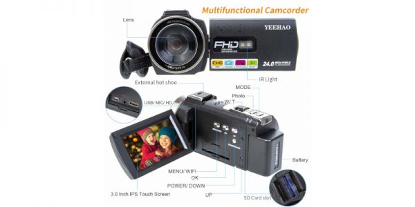 Camcorder Video Camera YEEHAO Wi-Fi HD 1080P 24MP 16X Powerful Digital Zoom2