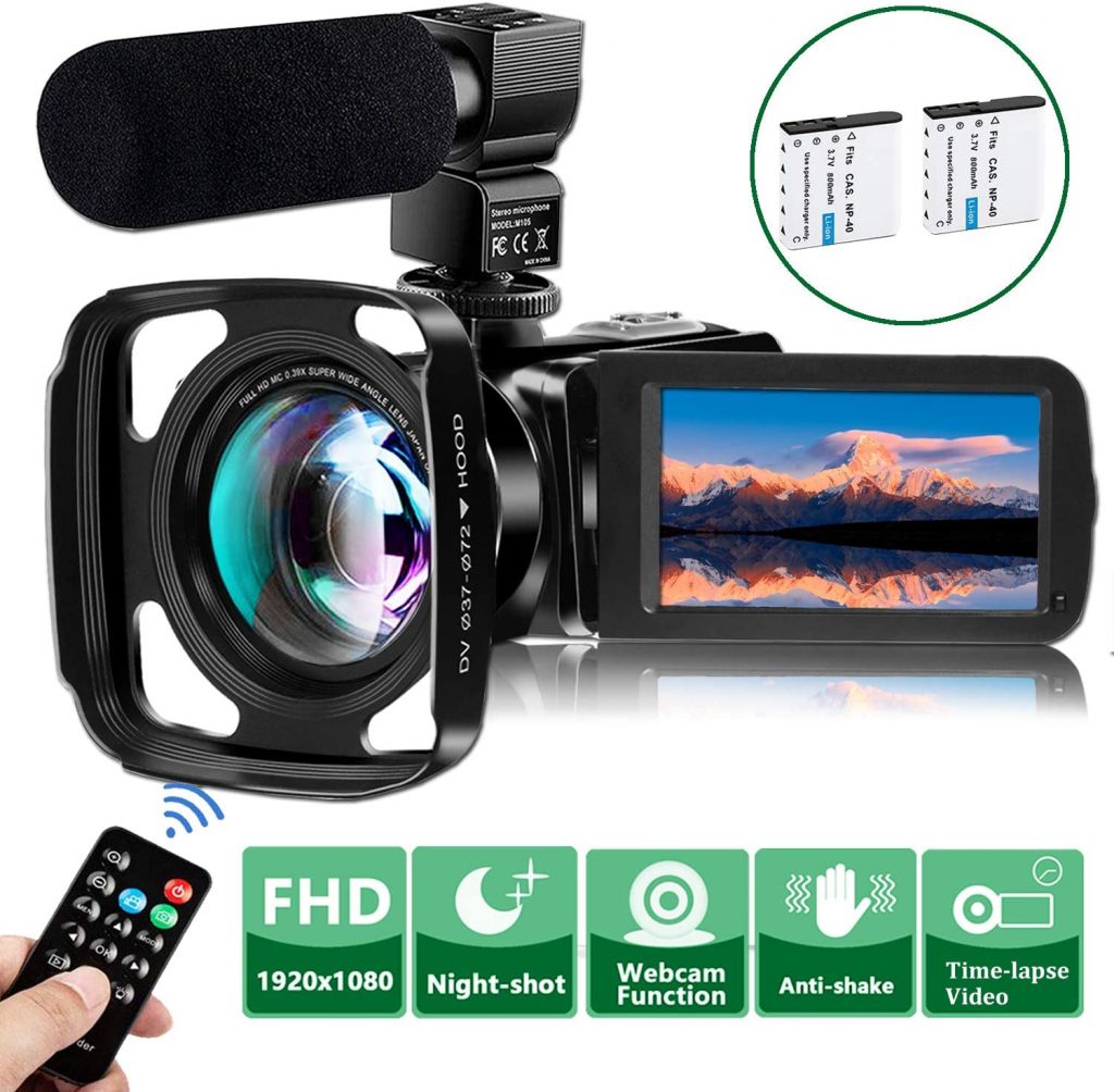 Video Camera Camcorder with Microphone,