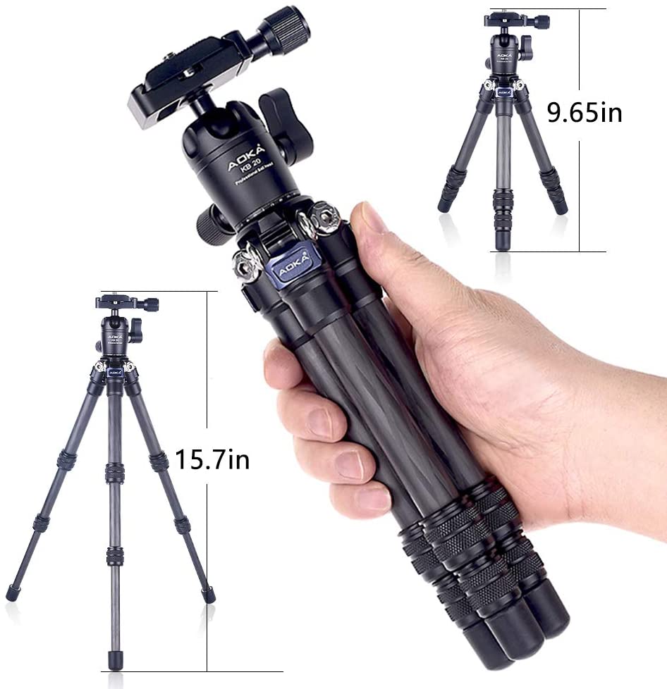 AOKA 15.7in 0.97lb Lightweight Compact Carbon Fiber Tripod