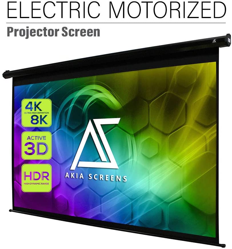 Akia Screens 110 inch Motorized Electric Remote Control Drop Down Projector Screen